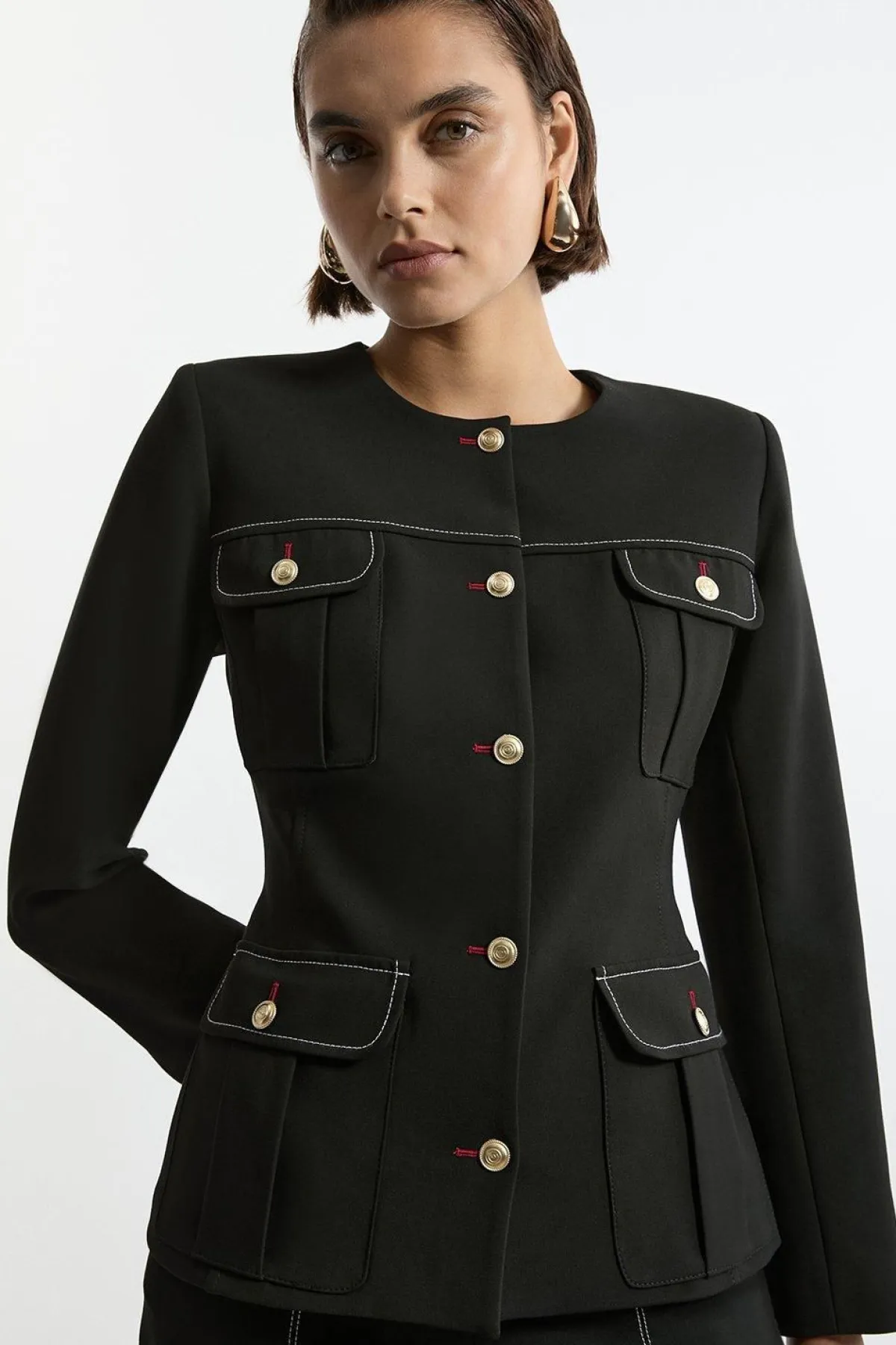KarenMillen Veste Tailleur Ajustée en Tissu Stretch Compact<Femme Tailleurs|Ensembles