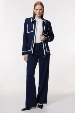 Veste tailleur compacte stretch à finitions effilées et poches