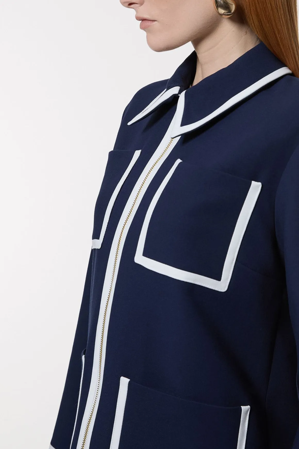 Veste tailleur compacte stretch à finitions effilées et poches