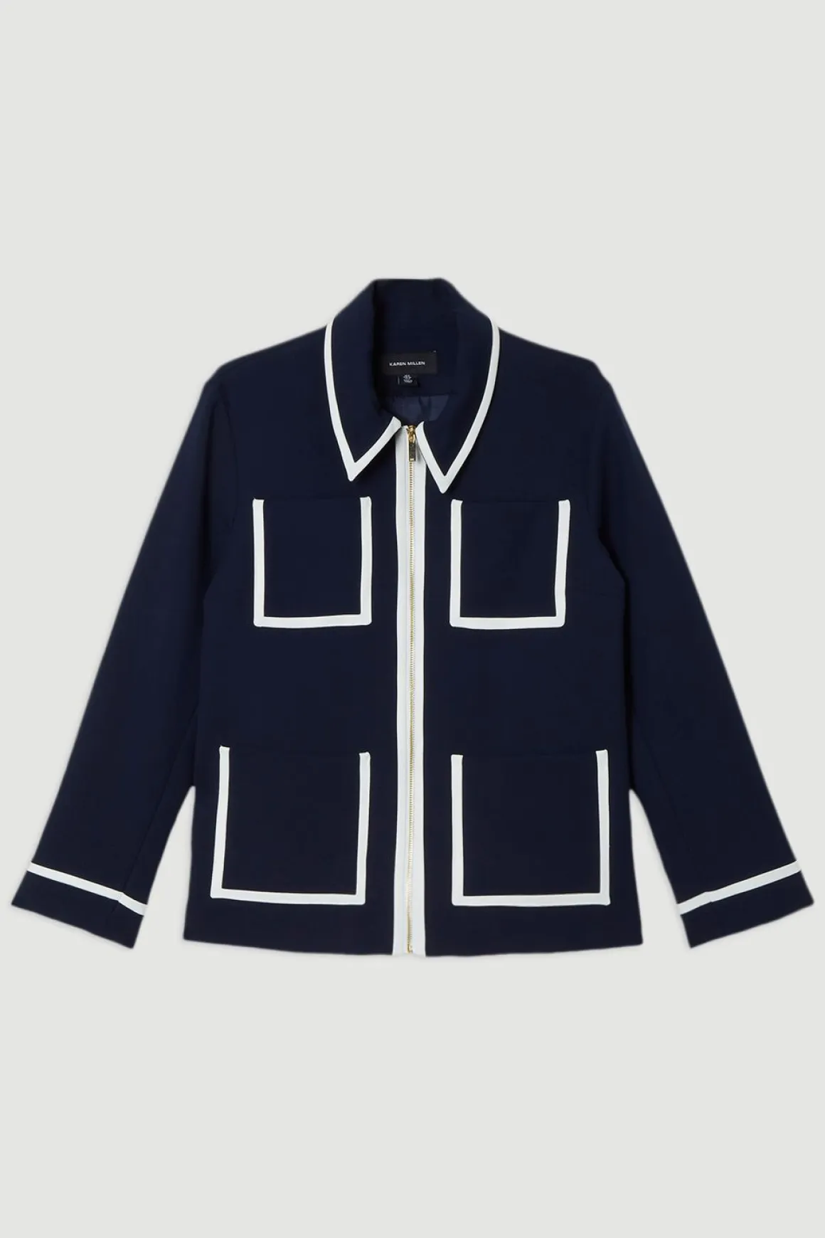 Veste tailleur compacte stretch à finitions effilées et poches