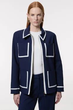 Veste tailleur compacte stretch à finitions effilées et poches