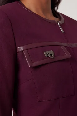 Veste Tailleur Compacte Stretch Et Synthétique À Fermetures Tournantes