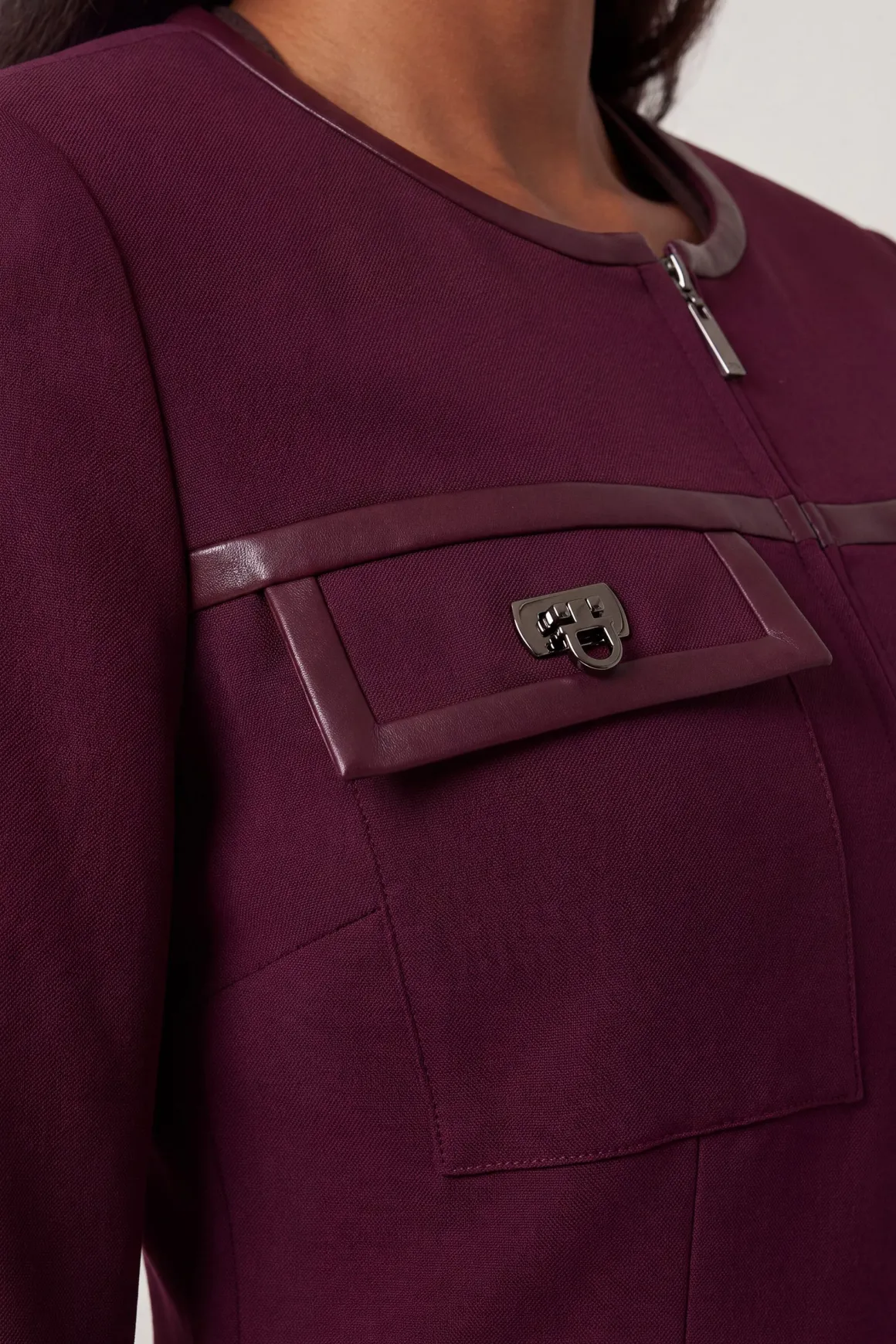 Veste Tailleur Compacte Stretch Et Synthétique À Fermetures Tournantes