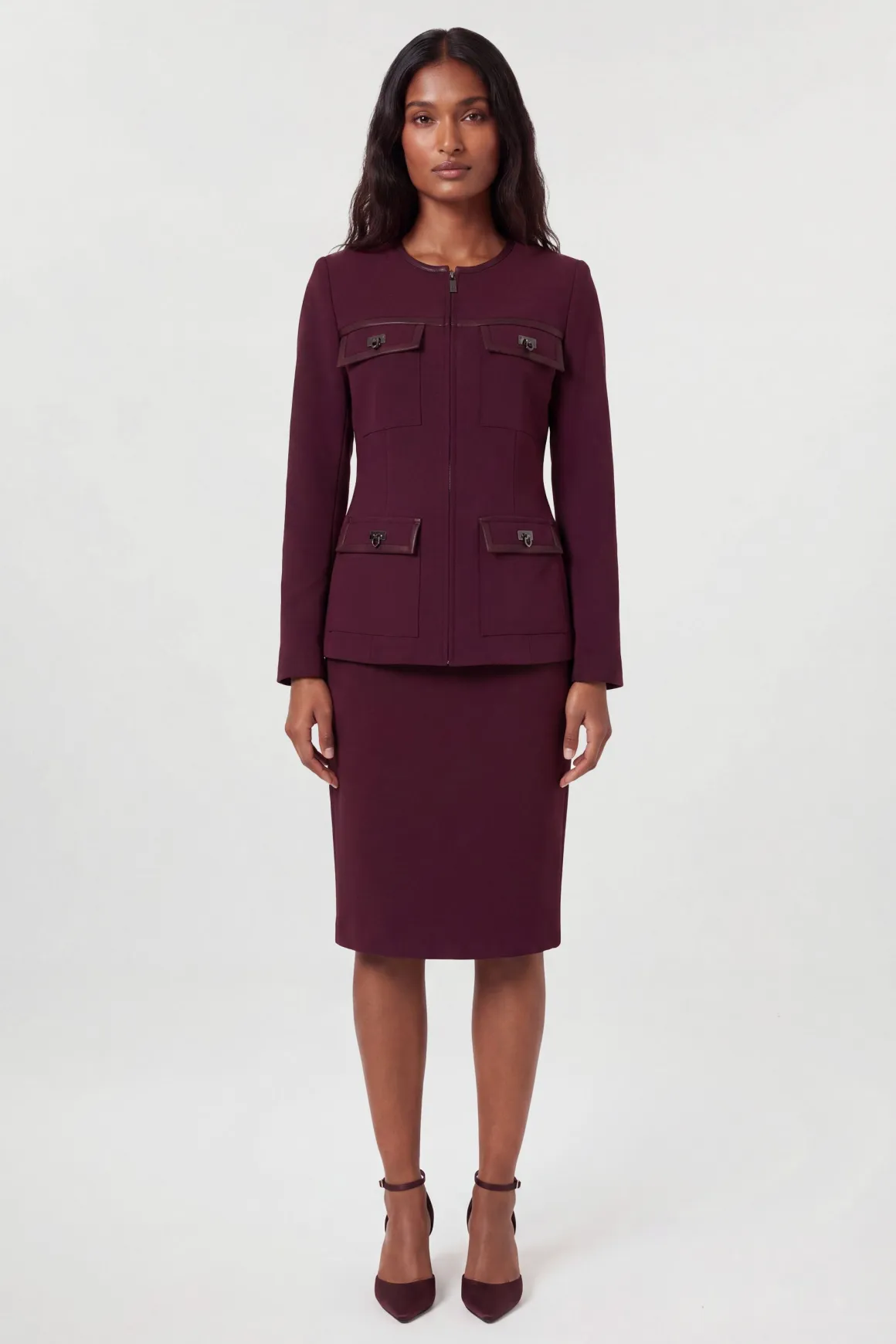 Veste Tailleur Compacte Stretch Et Synthétique À Fermetures Tournantes