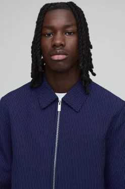 Veste Tailleur Coordonnée Coupe Boxy À Fines Rayures