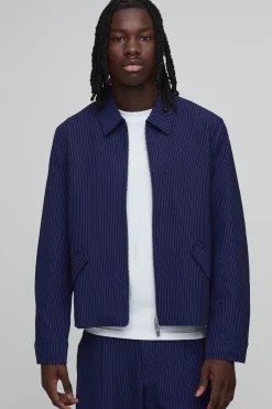 Veste Tailleur Coordonnée Coupe Boxy À Fines Rayures