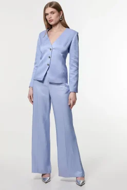 KarenMillen Veste tailleur en viscose-lin premium à simple boutonnage et à pinces<Femme Tailleurs|Vestes & Manteaux