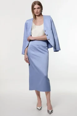 KarenMillen Veste tailleur en viscose-lin premium à simple boutonnage et à pinces<Femme Tailleurs|Vestes & Manteaux