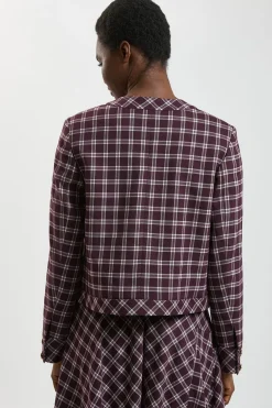 Veste Tailleur À Finitions Contrastées À Carreaux