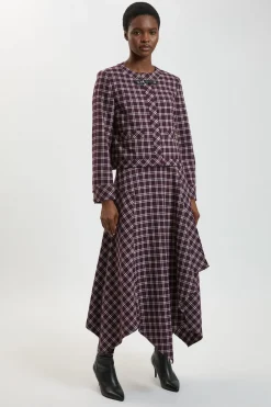 Veste Tailleur À Finitions Contrastées À Carreaux