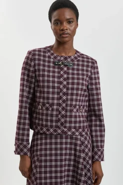 Veste Tailleur À Finitions Contrastées À Carreaux