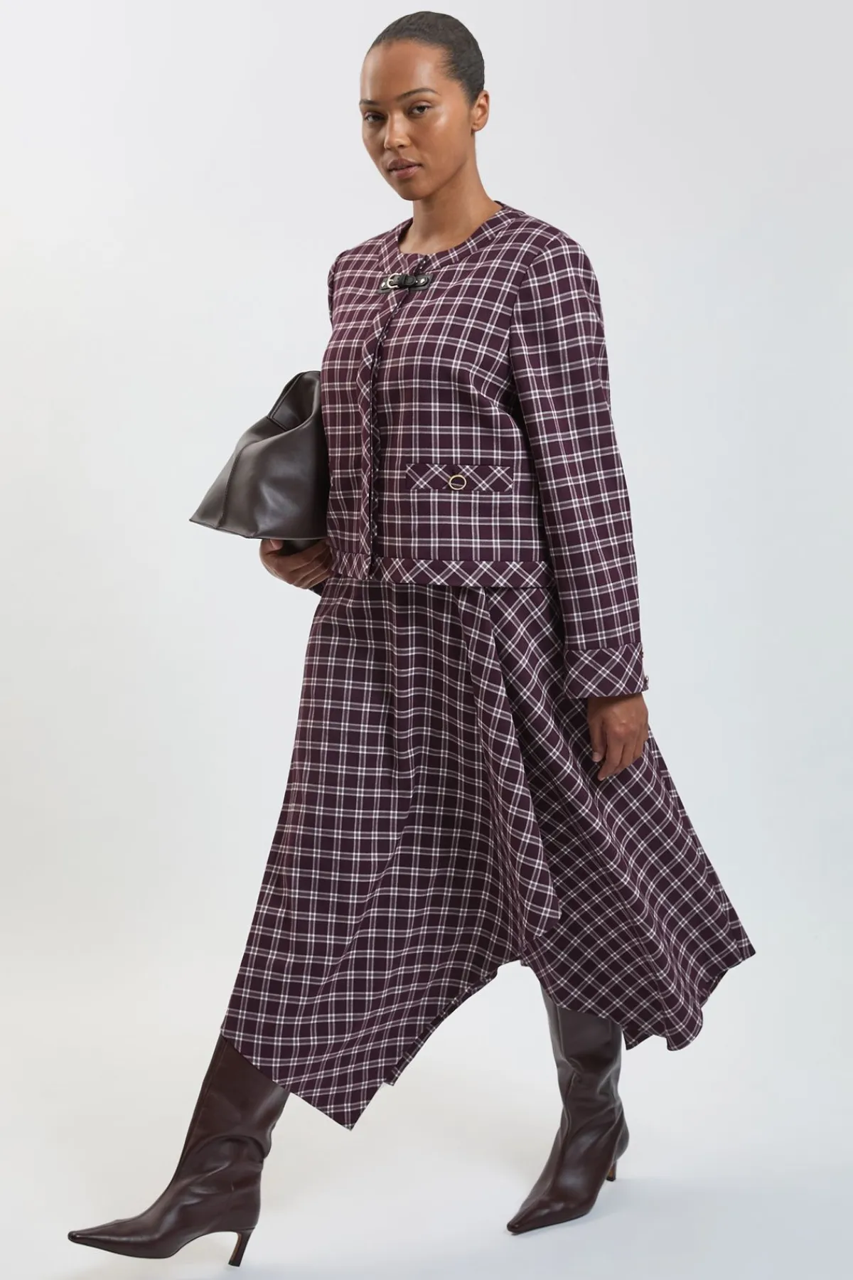 KarenMillen Veste Tailleur Grande Taille À Finitions Contrastées À Carreaux<Femme Tailleurs|Manteaux Et Vestes D’Automne