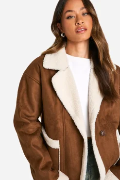 Veste Tall à doublure Borg en similisuède