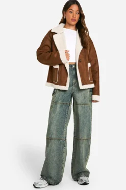 Veste Tall à doublure Borg en similisuède