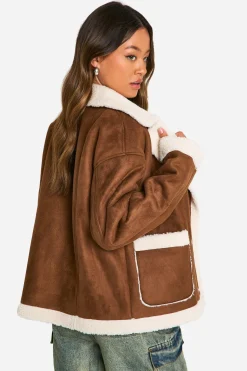 Veste Tall à doublure Borg en similisuède