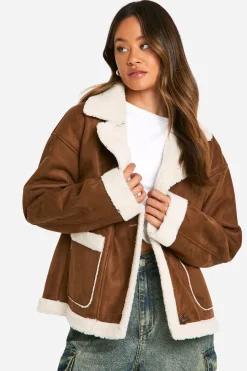 Veste Tall à doublure Borg en similisuède