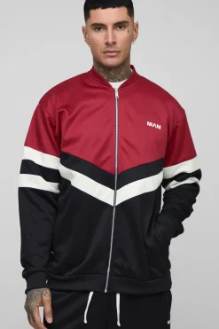 Veste Tall Man en tricot à blocs de couleur, col entonnoir, coupe Regular Fit