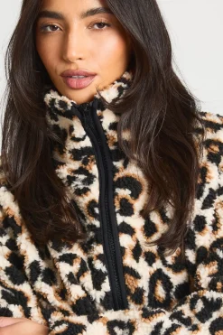 Veste Teddy Col Cheminée Imprimé Léopard