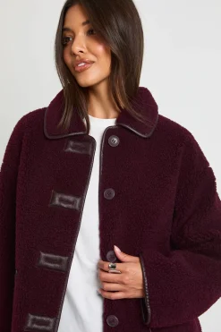 Veste Teddy à col et garniture contrastante