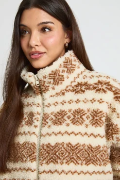 Veste Teddy Col Montant Motif Aztèque