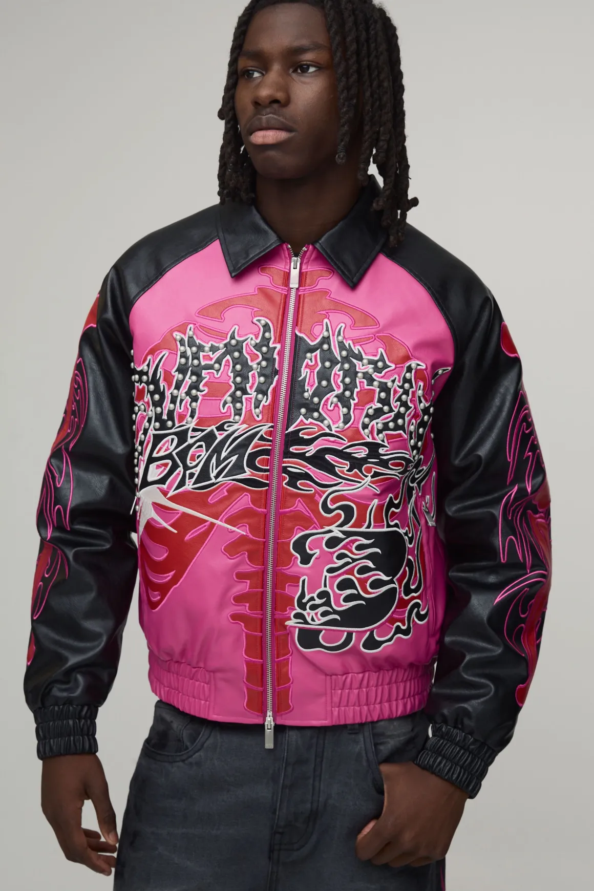 Veste Teddy Coupe Ample Avec Appliqué Graphique Squelette Euphoric En Synthétique
