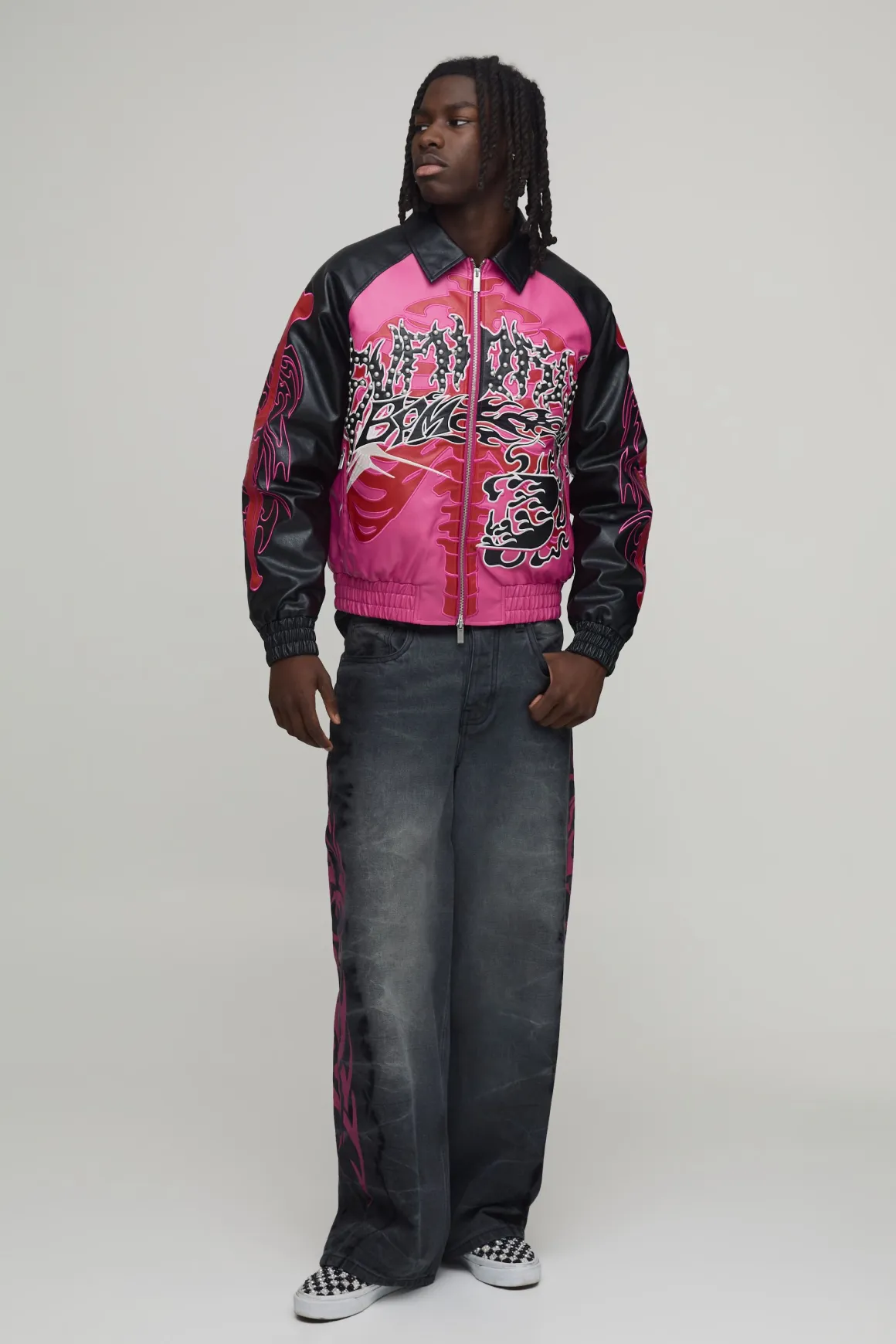 Veste Teddy Coupe Ample Avec Appliqué Graphique Squelette Euphoric En Synthétique