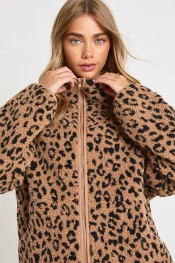 Veste Teddy surdimensionnée léopard
