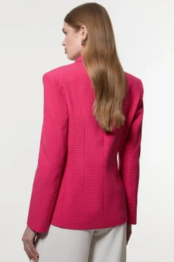 Veste texturée ajustée à simple boutonnage