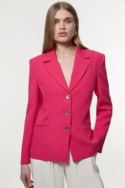Veste texturée ajustée à simple boutonnage