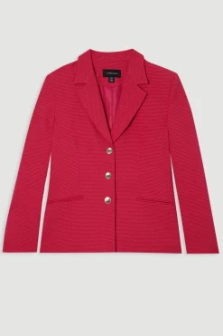 Veste texturée ajustée à simple boutonnage