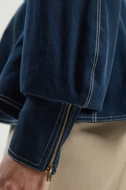 KarenMillen Veste Tissée En Coton Tencel À Fermeture Éclair Et Surpiqûres Contrastées<Femme Manteaux Et Vestes D’Automne|Vestes & Manteaux