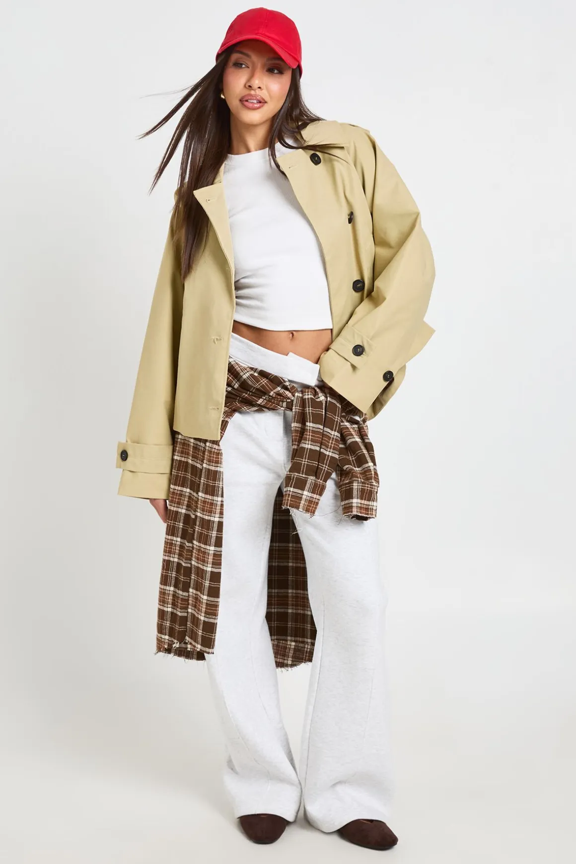 Veste Trench Courte À Casynthétiqueche Amovible Coupe Boxy