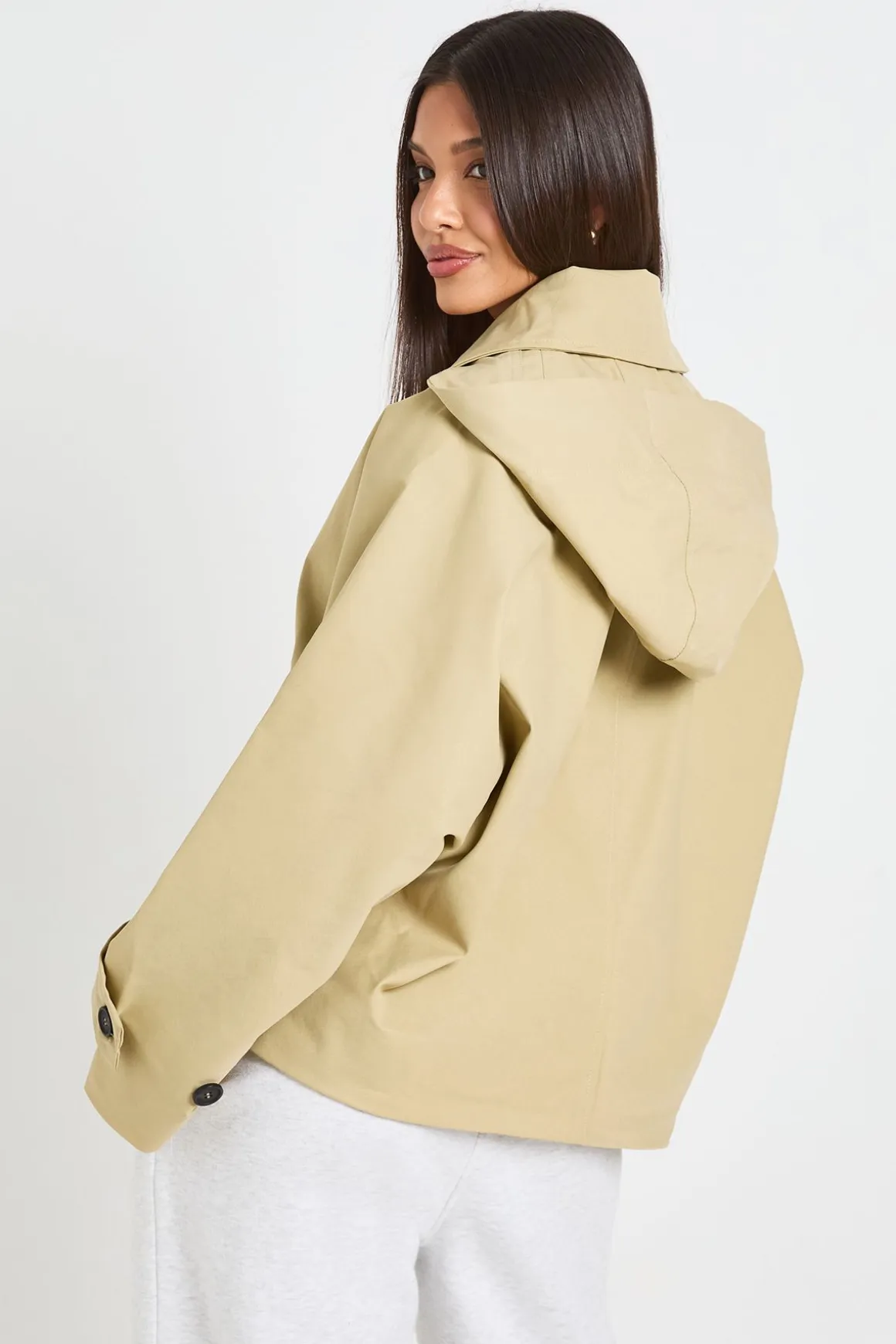 Veste Trench Courte À Casynthétiqueche Amovible Coupe Boxy