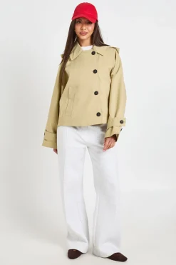 Veste Trench Courte À Casynthétiqueche Amovible Coupe Boxy