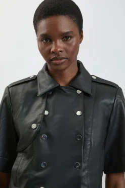 Veste Trench Courte En Synthétiquecuir