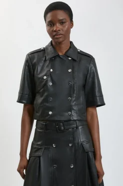 Veste Trench Courte En Synthétiquecuir