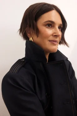 Veste Trench En Denim Ajustée