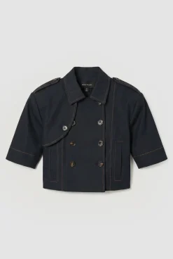Veste Trench En Denim Ajustée