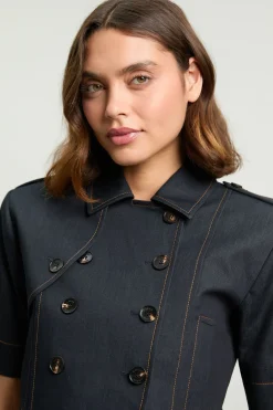 Veste Trench En Denim Ajustée