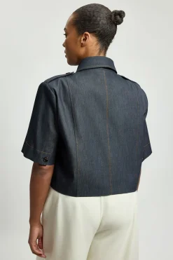 Veste Trench En Denim Cintrée Grande Taille