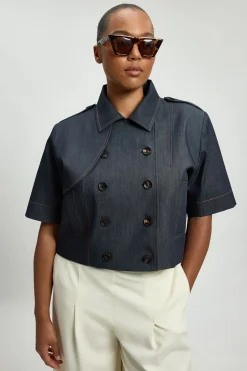 Veste Trench En Denim Cintrée Grande Taille