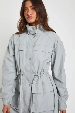 boohoo Veste Trench Légère Col Montant Avec Taille Cintrée<Femme Vestes & Manteaux|Trenchs