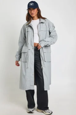 boohoo Veste Trench Légère Col Montant Avec Taille Cintrée<Femme Vestes & Manteaux|Trenchs
