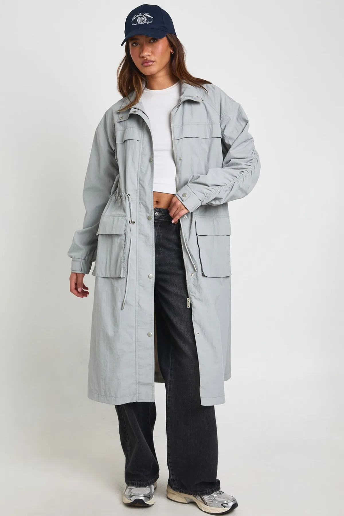 boohoo Veste Trench Légère Col Montant Avec Taille Cintrée<Femme Vestes & Manteaux|Trenchs
