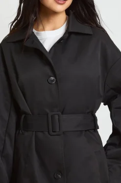 boohoo Veste Trench Longue Boutonnée Avec Ceinture<Femme Manteaux Et Vestes D’Automne|Vestes & Manteaux