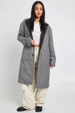 Veste Trench Midi Réversible Oversize À Carreaux