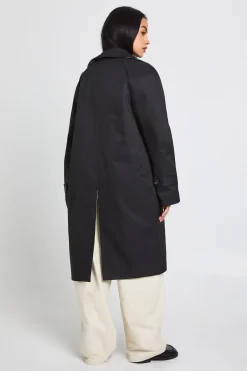 Veste Trench Midi Réversible Oversize À Carreaux