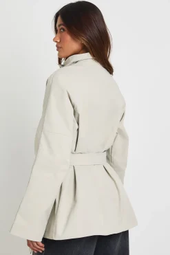 boohoo Veste Trench Oversize Asymétrique À Col Entonnoir Avec Ceinture<Femme Vestes & Manteaux|Trenchs