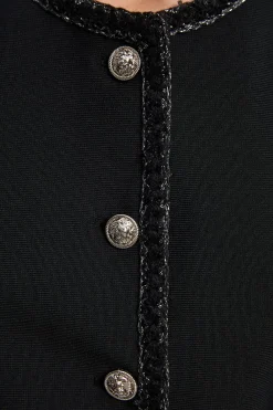 Veste Tricotée Ajustée avec Détails de Finition Bandage