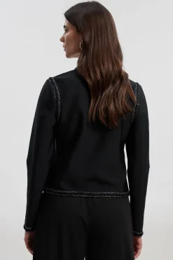 Veste Tricotée Ajustée avec Détails de Finition Bandage
